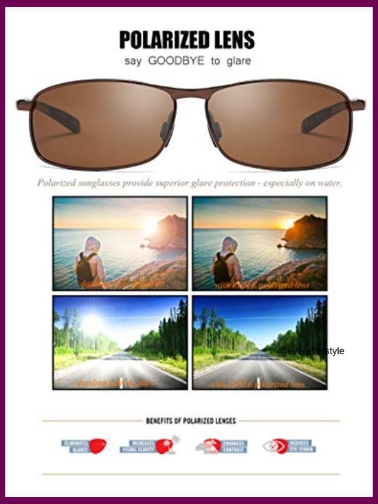 Rectangular Polarized Sunglasses with Anti-Reflective Coating, Spring Hinge main image 4